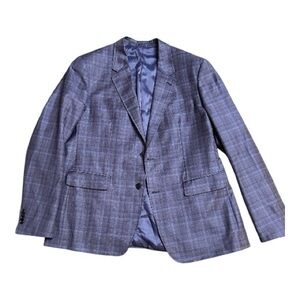 Untuckit men’s blue plaid original tailoring & fit 100% wool blazer size 46R